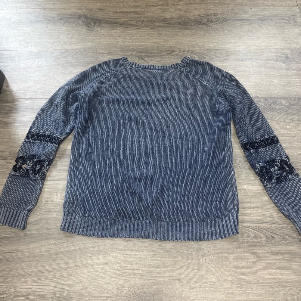 Blu Pepper blue Sweater with Lace Accents - Picture 7 of 9